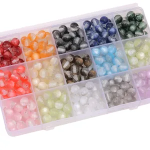8mm Resin Quicksand Glitter Round Beads With Straight Hole For DIY Handmade Jewelry Craft Bracelet Necklace Spacer Beads