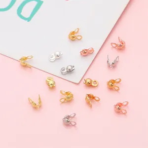 Gold Plated Copper Clamshell Bead Tips Calottes For DIY Jewelry Making Necklace Bracelet Ending Connector Findings