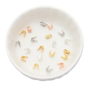 14K gold filled clamshell bead tip knot covers for DIY jewelry making in various finishes