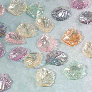 Iridescent ABS pearl peony petal charms for DIY jewelry making with multiple colors