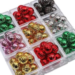 Bunte Acryl-Kürbisperlen mit Metalleffekt für DIY-Schmuck in einer Sortierbox