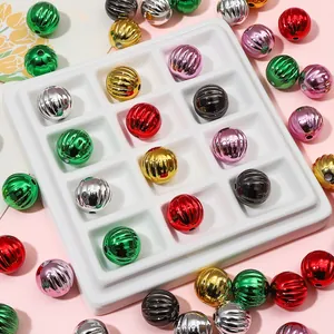 Perles en acrylique colorées en forme de citrouille avec rayures pour création de bijoux