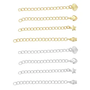 Pack de 8 cadenas de extensión doradas y plateadas con colgantes de corazón para joyería