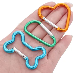 Aluminum carabiner set in heart, bone, and oval shapes with vibrant metallic finish