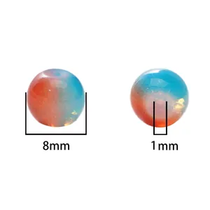 8mm Red and Blue glass beads with floral pattern and 1mm hole for DIY jewelry making