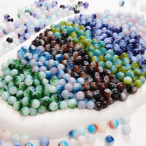 8mm frosted glass beads with floral glitter interior for DIY jewelry making and bracelets