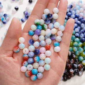 8mm mixed color glass beads with floral patterns for DIY jewelry making and bracelets