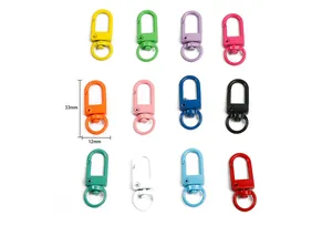 Detail view of 12-color alloy lobster clasps for DIY keychains, 33mm by 12mm size