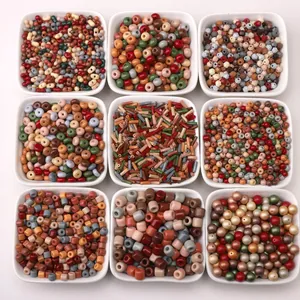 Assorted colorful glass seed beads and painted round beads for DIY jewelry making