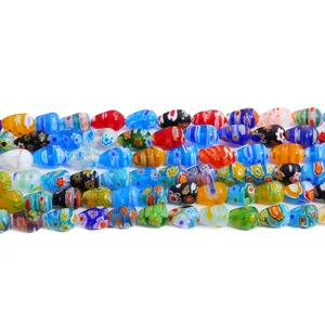 Colorful Millefiori glass beads in teardrop shape for DIY jewelry making and crafts