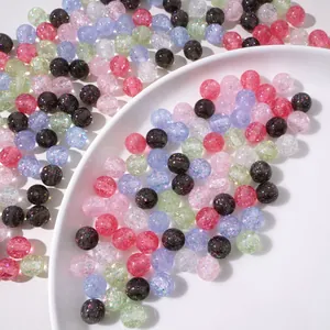 Colorful 10mm resin opal beads with crackle texture for DIY jewelry making