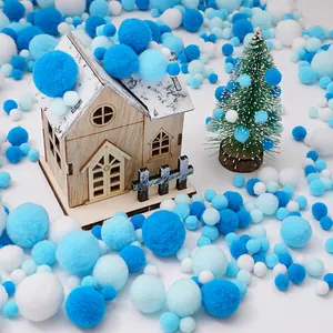 Pompon di Peluche Blu e Bianchi per Fai da Te Materiali Fatti a Mano Palline Soffici per Decorazioni Natalizie Progetti Artistici per Bambini