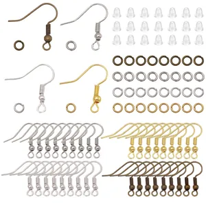 Earring Making Kit DIY Jewelry Findings Iron Earring Hooks Open Jump Rings Silicone Earring Backs Set For Jewelry Repair