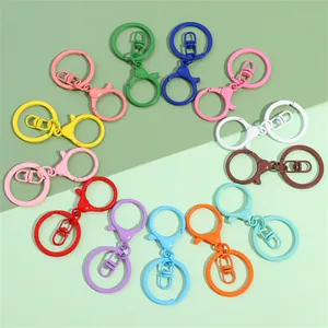 Porte-clés colorés à fermoir mousqueton en métal pour la création de bijoux DIY