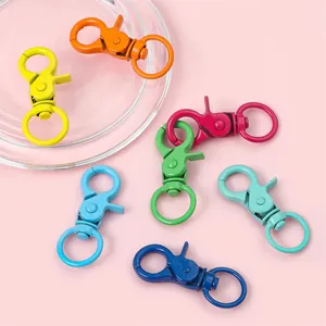 Colorful 20mm alloy lobster clasps with rotating rings for DIY keychain making