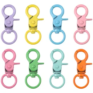 Set of 8 colorful 20mm alloy swivel lobster clasps for DIY crafts and keychains
