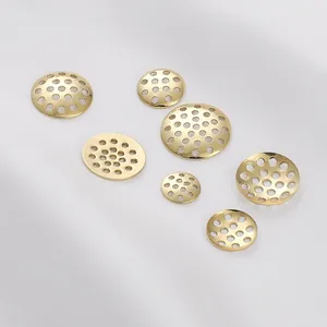 Bases de fleurs dorées en métal à trous plaquées or 14K pour la création de bijoux DIY