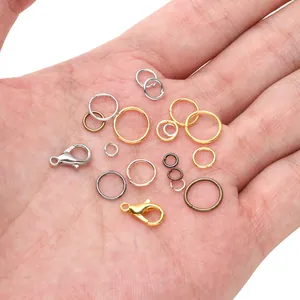 7-grid box of mixed color jump rings and lobster clasps for DIY jewelry making kits