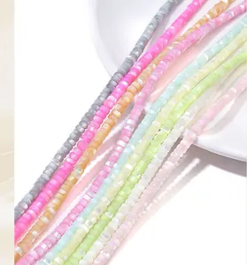 Macro view of colorful square shell spacer beads for DIY jewelry handcrafted necklaces