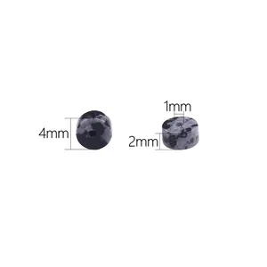 Detail view of 4mm x 2mm stone spacer beads with dimensions and speckled texture