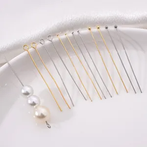Accesorios de Joyería de Acero Inoxidable Alfileres de Ojo en T y de Bola Cubiertas de Cuentas para Collares DIY Pulseras