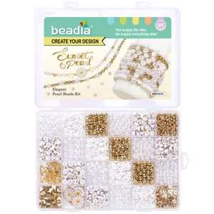 Kit de perles DIY 24 compartiments avec perles nacrées et lettres dans une boîte
