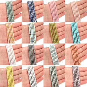 Variety set of natural gemstone cylinder spacer beads for DIY jewelry making