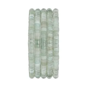 Set of 5 natural light green stone spacer bead bracelets for DIY jewelry making accessories