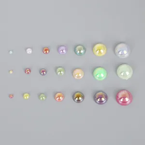 Mixed sizes of colorful AB gradient half round flatback imitation pearls for DIY hair accessories