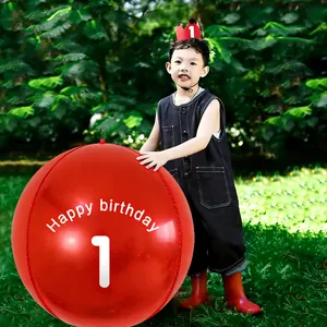 Red oversized 60-inch birthday balloon with happy birthday print for outdoor party