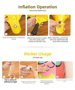 Detailed guide for inflating 16-inch foil balloons and using adhesive tape for party setup