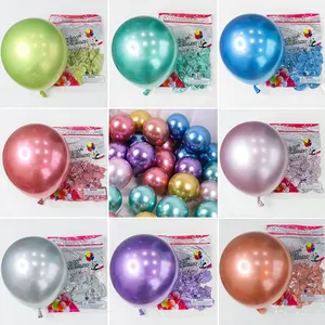 Metallic Chrome Latex Balloons Round Decorative Glossy Balloons For Birthday Wedding Anniversary Party Decorations