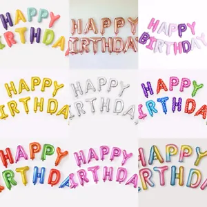 Happy Birthday Aluminum Film Letter Balloon Set Gold Silver Metallic Foil Balloons For Birthday Party Decorations Event Celebration