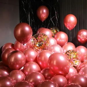 Metallic rose gold latex balloons and gold sequin confetti balloons for party decor