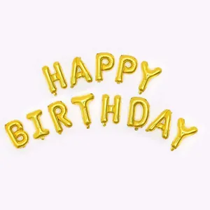 16-inch golden metallic HAPPY BIRTHDAY foil balloon set for birthday party decoration
