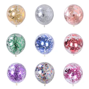 Globos de Látex Transparentes de 12 Pulgadas Con Confeti Redondo de Colores para Decoración de Fiesta de Cumpleaños Boda Suministros Festivos