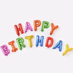 Colorful 16-inch Happy Birthday foil balloon set for vibrant party backdrop decoration