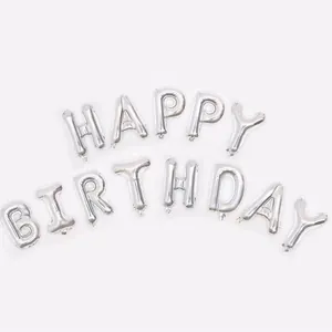 16-inch silver foil HAPPY BIRTHDAY balloon set for festive party decorations