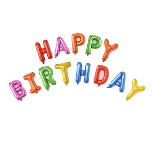 Colorful 16-inch Happy Birthday foil balloon set with metallic letters for party decoration