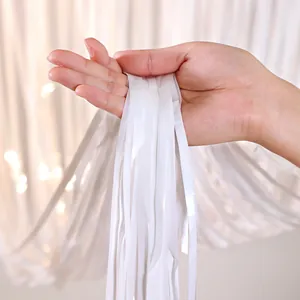 White gradient rain silk fringe curtain for wedding party backdrop wall decoration