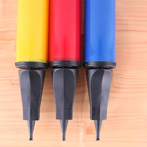 Portable manual balloon air pump set in yellow, red, and blue for inflatables