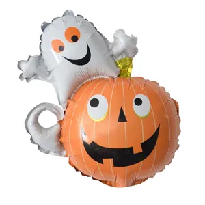 Ballon en aluminium fantôme tenant une citrouille pour décoration de fête d'Halloween