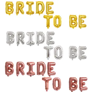 Ensemble de Ballons Lettres en Film d'Aluminium Bride To Be Métallique Or Rose Or Argent pour Enterrement de Vie de Jeune Fille Mariage Décoration