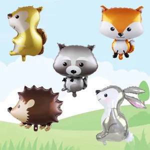 Ballons en Aluminium Animaux de la Jungle Dessin Animé Lapin Renard Raton Laveur Hérisson Singe pour Décoration Fête Anniversaire