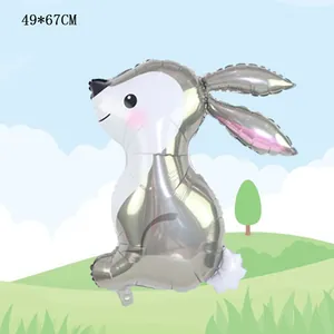 Ballon lapin argenté en aluminium pour fête d'anniversaire enfant 49x67cm