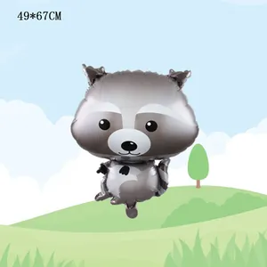 Mignon ballon en aluminium raton laveur pour fête d'anniversaire jungle enfants 49x67cm