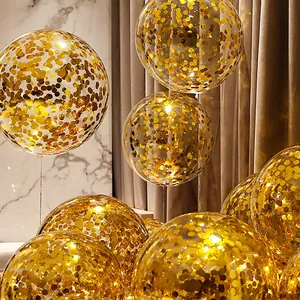 Transparent Bobo Balloon Pre-filled Round Metallic Confetti Sequins For Wedding Birthday Party Decorations DIY Ornament