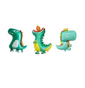 Three-piece dinosaur aluminum foil balloon set for jungle themed birthday party decoration