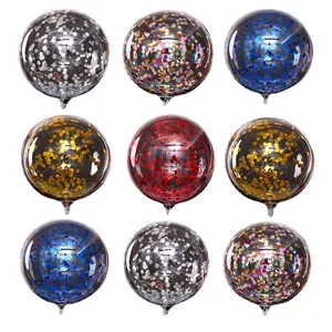Transparent 18-36 inch sequin balloons with colorful glitter for wedding party decoration