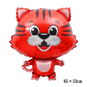 Ballon en aluminium de tigre de dessin animé pour décoration de fête, 65 x 52cm
